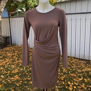 Mauve Brown Faux-Wrap Dress
